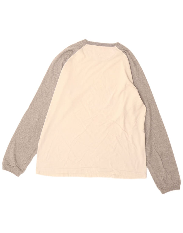 Champion Top grafico da uomo a maniche lunghe a blocchi di colore bianco grande