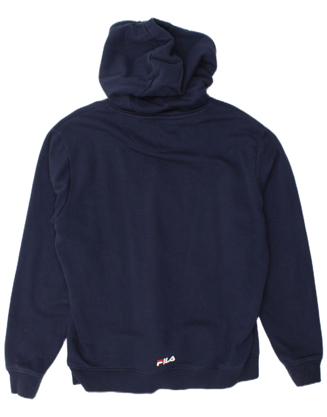 Maglione con cappuccio grafico da uomo Fila in cotone blu navy medio