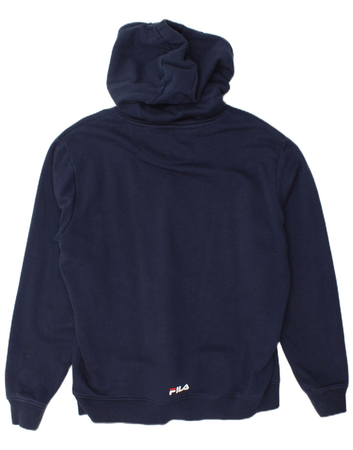 Maglione con cappuccio grafico da uomo Fila in cotone blu navy medio