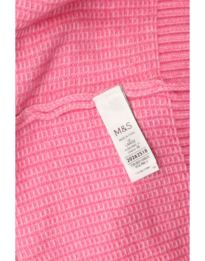 Maglione maglione a collo alto da donna Marks & Spencer UK 16 grande poliestere rosa