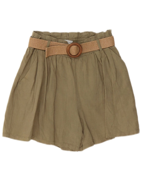 Pantaloncini chino a vita alta da donna Zara medi W30 lino kaki
