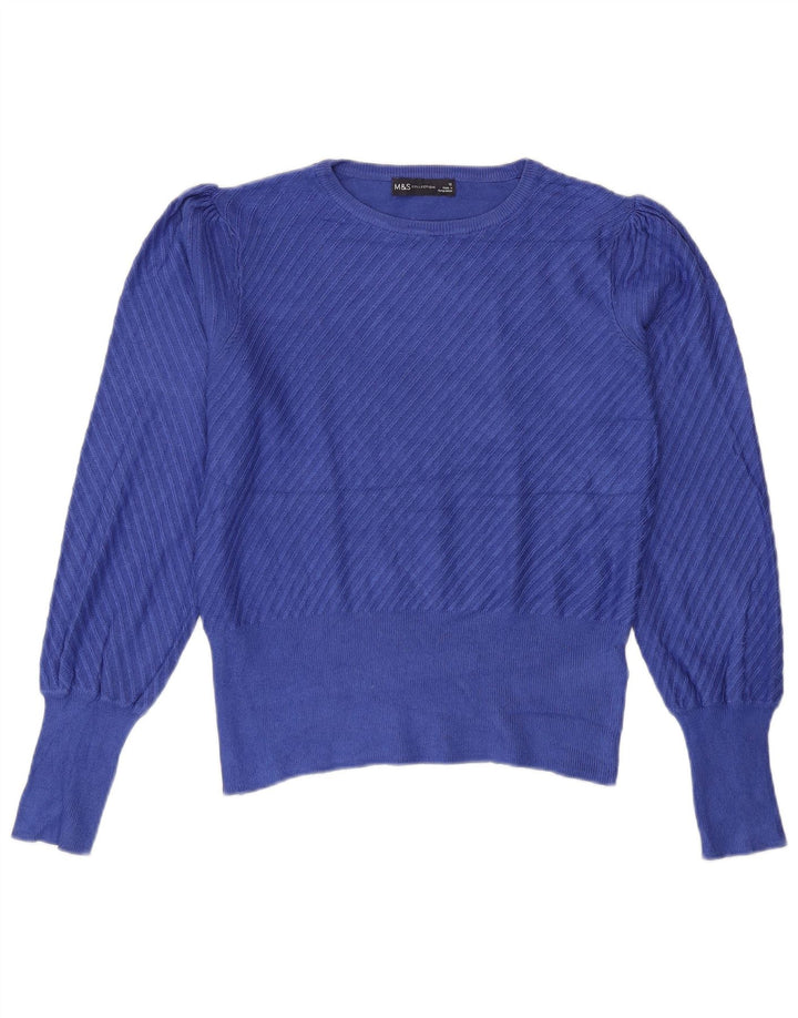 Maglione da donna Marks & Spencer con scollo a barca UK 12 Viscosa blu medio