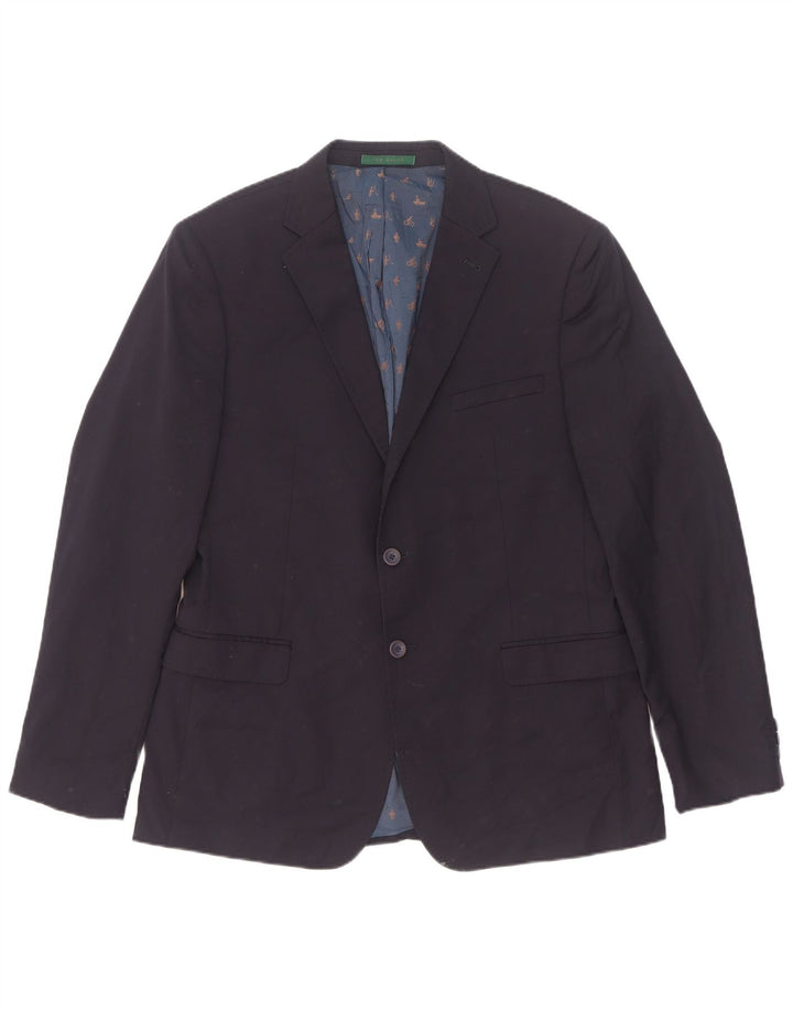 Giacca blazer da uomo a 2 bottoni vestibilità moderna Ted Baker taglia 42 XL lana blu navy