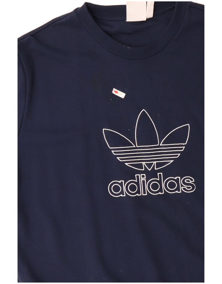 Felpa grafica da uomo ADIDAS maglione XL cotone blu navy