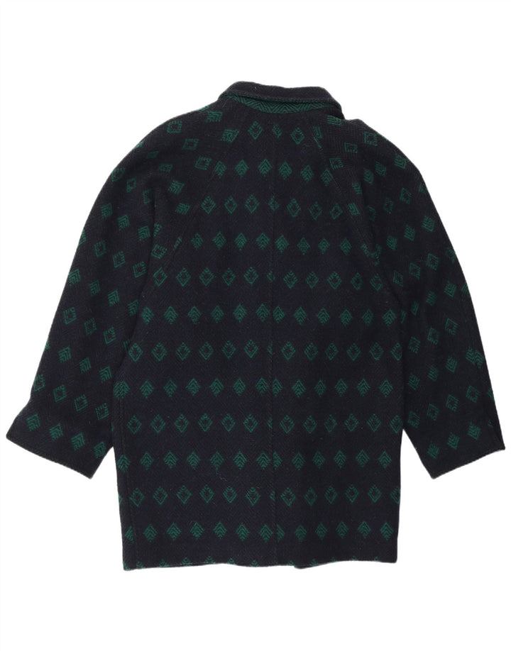 Soprabito vintage da donna vestibilità ampia IT 42 medio blu navy a rombi/diamante