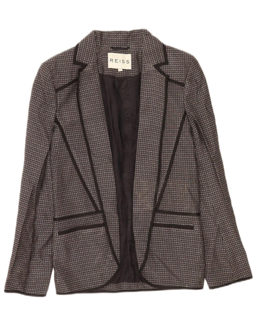Giacca Reiss Open Blazer da donna UK 6 XS viscosa a quadri nera
