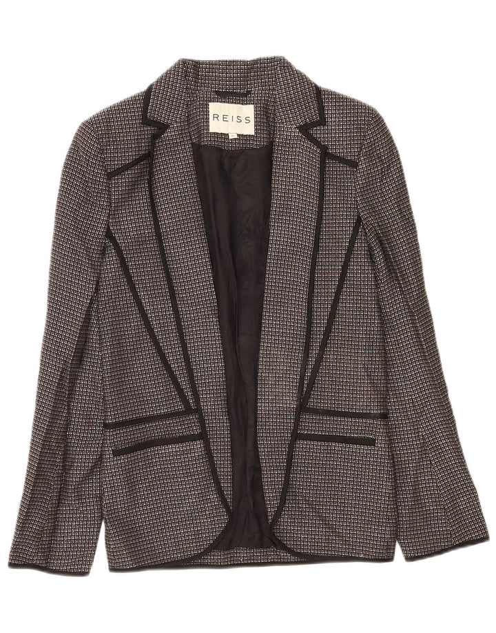 Giacca Reiss Open Blazer da donna UK 6 XS viscosa a quadri nera