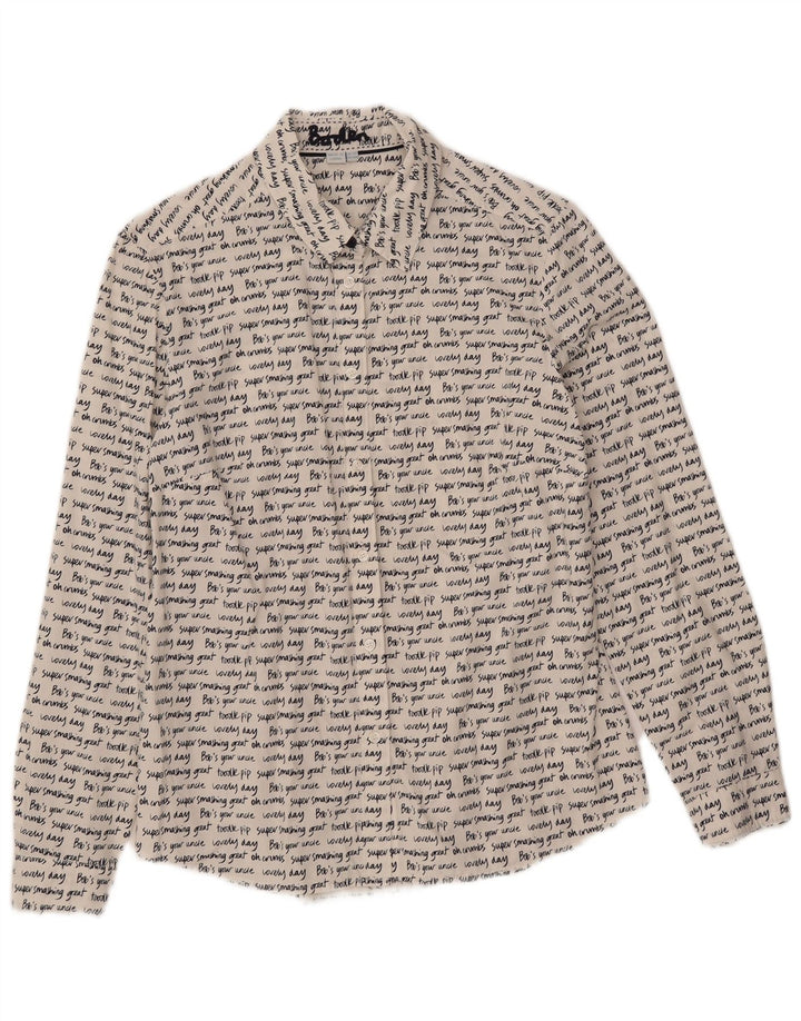 Camicia grafica da donna Boden UK 10 piccola in cotone bianco