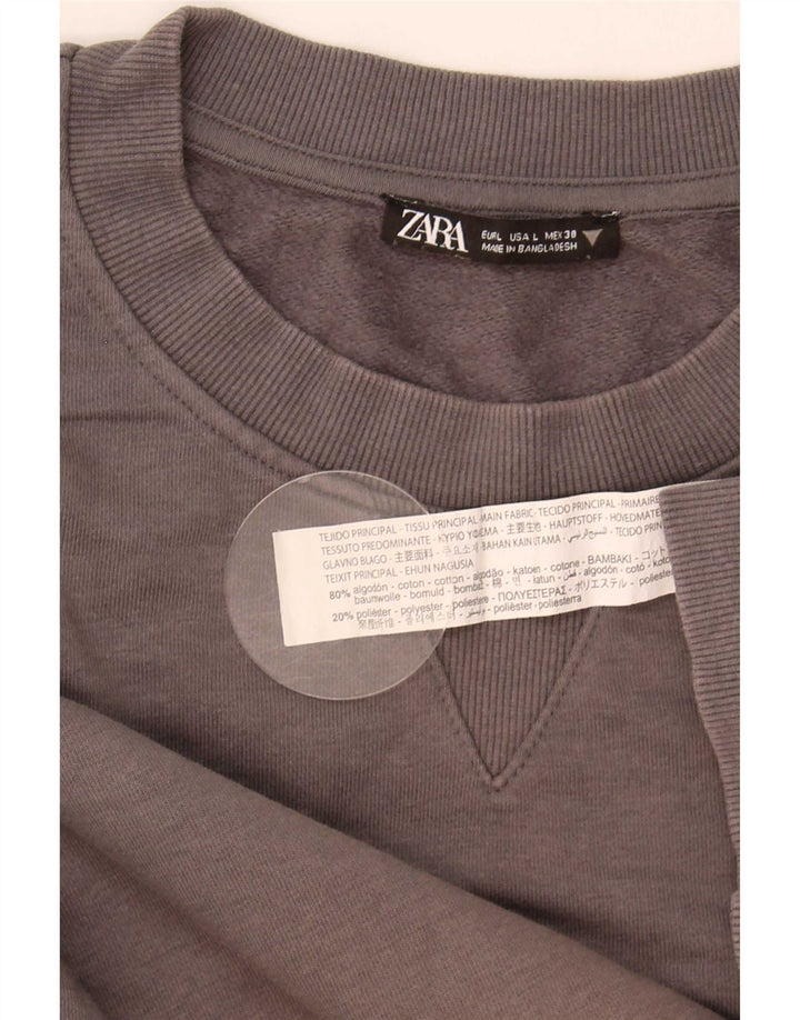 Felpa oversize da donna Zara UK 16 grande cotone grigio