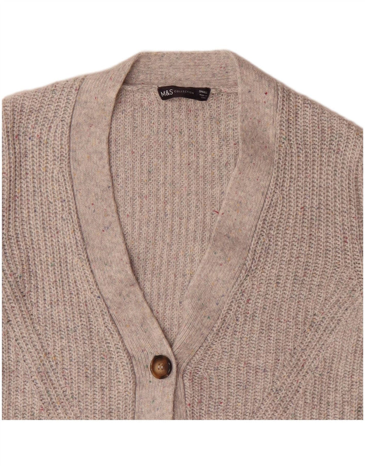 Maglione cardigan da donna Marks & Spencer UK 10 piccolo cotone screziato grigio