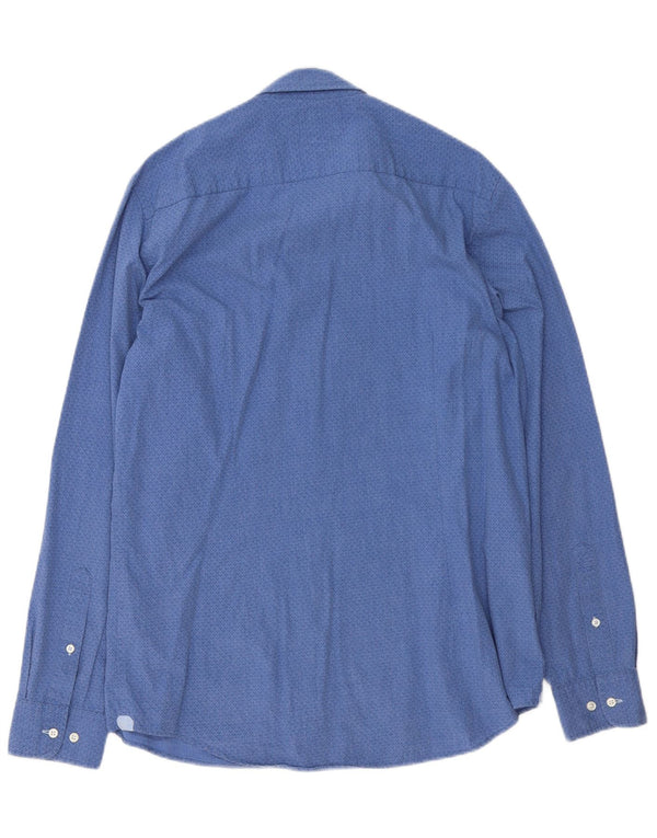 Camicia slim fit da uomo Tommy Hilfiger XL in cotone geometrico blu