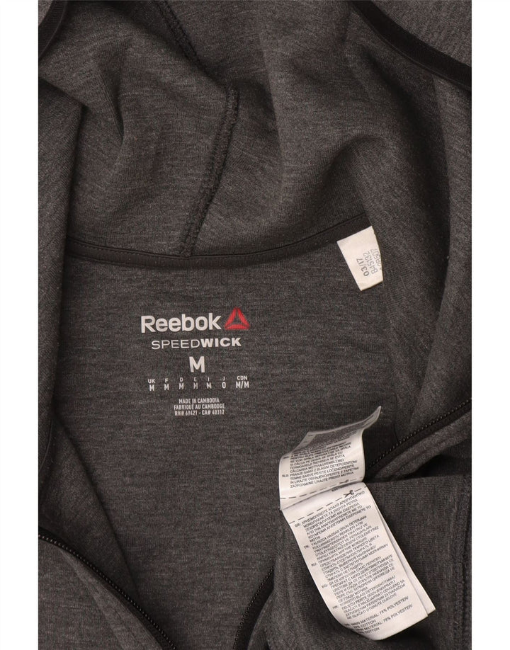 Maglione con cappuccio e zip da uomo REEBOK in poliestere grigio medio