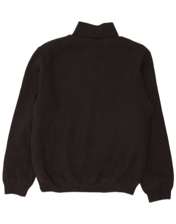 Maglione vintage da uomo con zip e collo grande in lana nera
