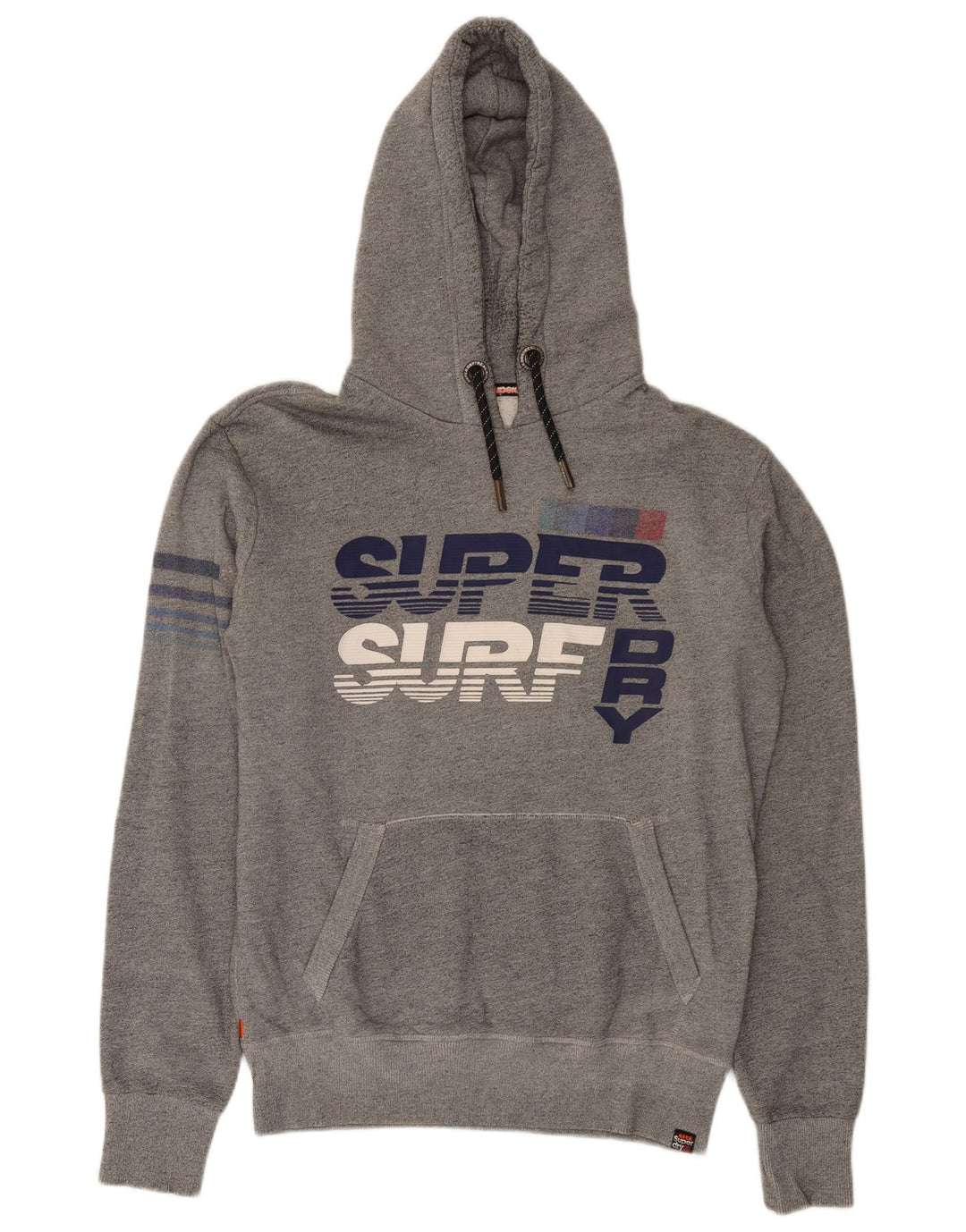 Maglione con cappuccio grafico da uomo Superdry in cotone chiazzato grigio medio