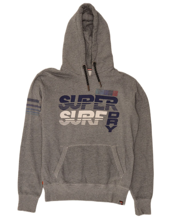 Maglione con cappuccio grafico da uomo Superdry in cotone chiazzato grigio medio