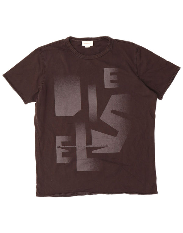 T-shirt grafica da uomo Diesel Top grande in cotone nero