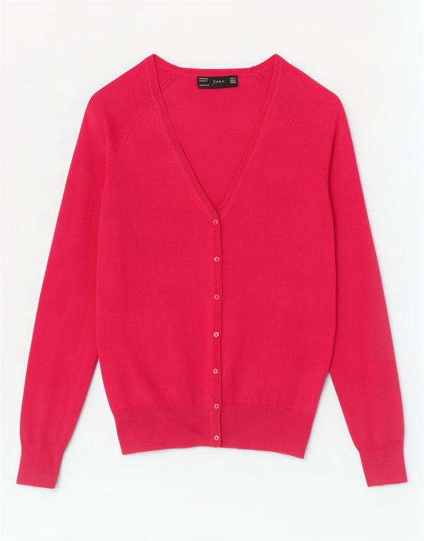 Maglione cardigan da donna Zara UK 12 cotone rosa medio