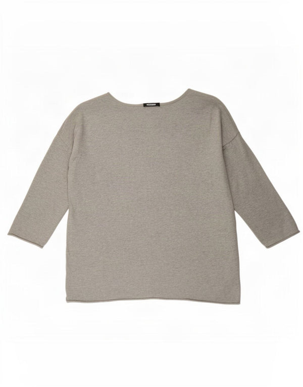 Top grafico da donna Gap manica 3/4 UK 16 grande grigio