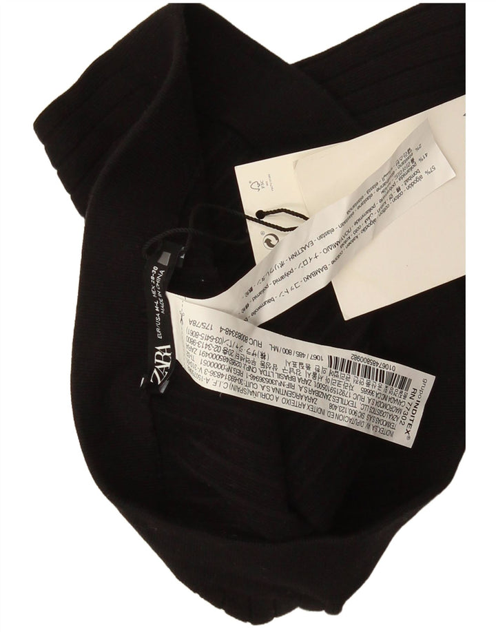 Leggings con staffa da donna Zara UK 12 cotone nero medio