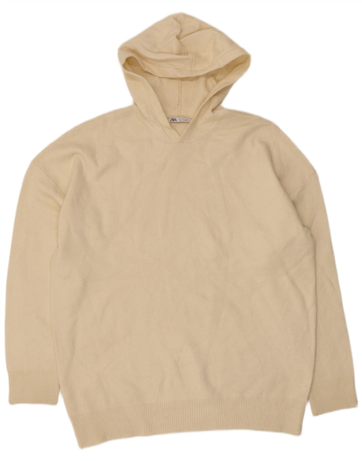 Maglione da uomo con vestibilità ampia e cappuccio Zara in viscosa beige medio
