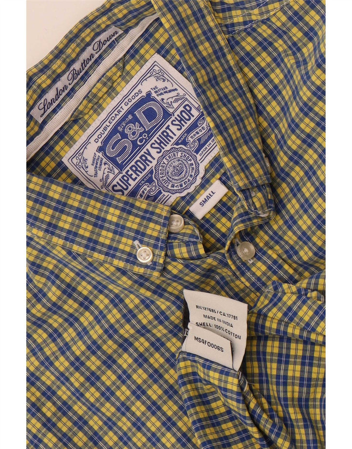 Camicia da uomo Superdry in cotone a quadri piccoli blu