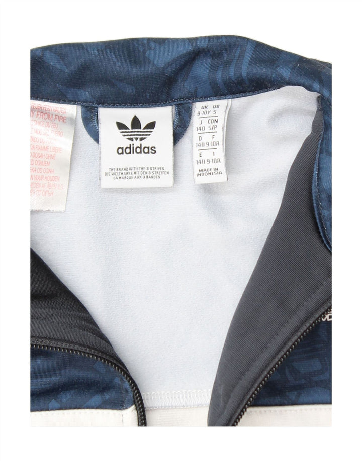 ADIDAS Boys Tracksuit Top Jacket 9-10 Years Blue Colourblock Polyester Vintage Adidas and Second-Hand Adidas from Messina Hembry 