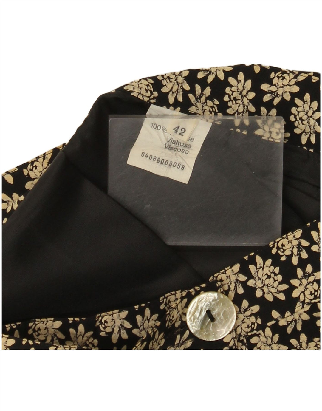 Mini gonna a portafoglio vintage da donna IT 42 media W26 viscosa floreale nera