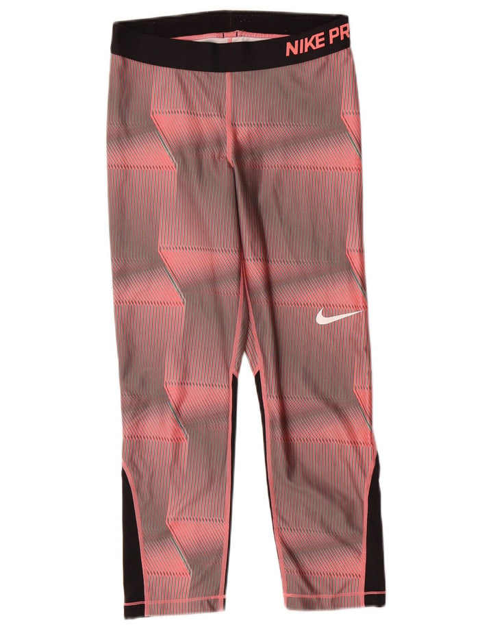 Leggings grafici Nike Dri Fit da donna UK 14 rosa medio geometrico