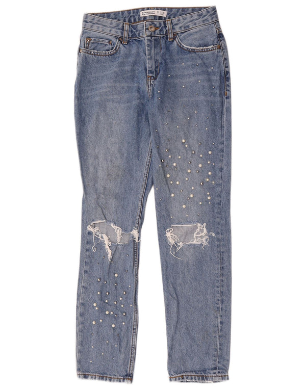 Jeans dritti effetto invecchiato da donna Zara EU 34 2XS W24 L28 cotone blu
