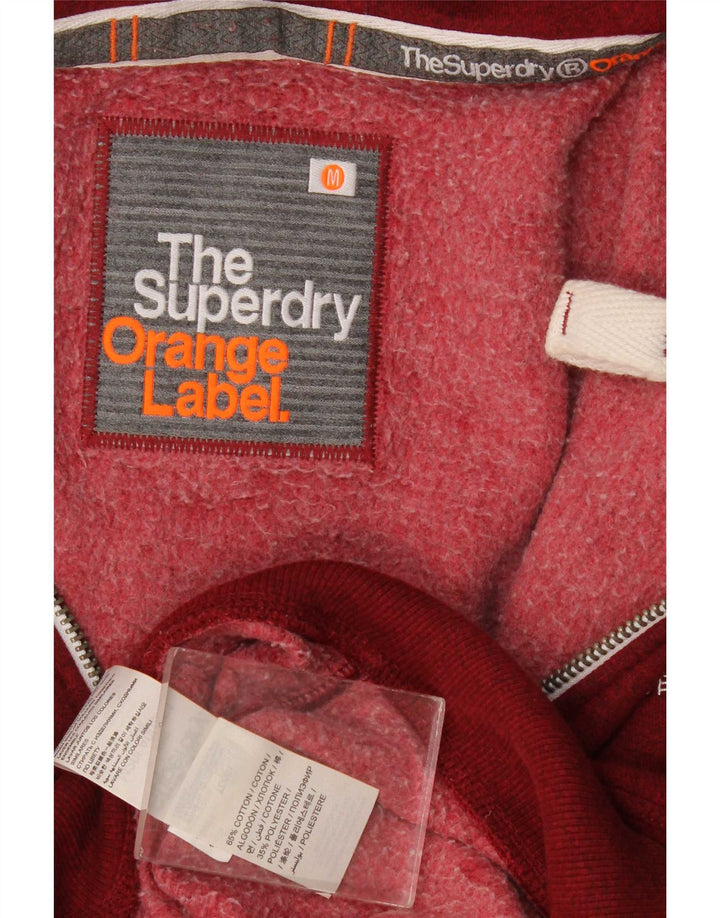 Maglione con cappuccio e zip da uomo Superdry in cotone rosso medio