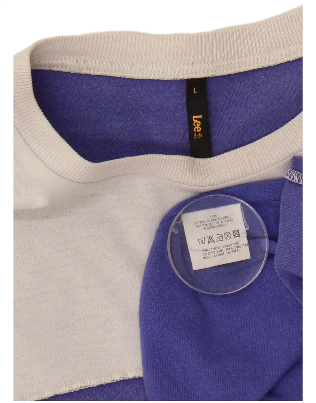 T-shirt grafica da uomo LEE Top grande in cotone color block blu