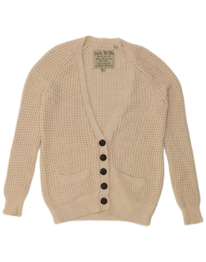 Maglione cardigan oversize oversize da donna Jack Wills UK 10 piccolo Beige