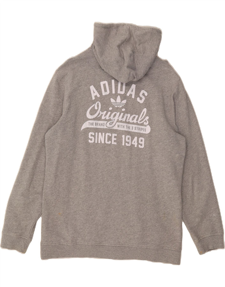 ADIDAS Mens Graphic Zip Hoodie Sweater Large Grey Cotton Vintage Adidas and Second-Hand Adidas from Messina Hembry 