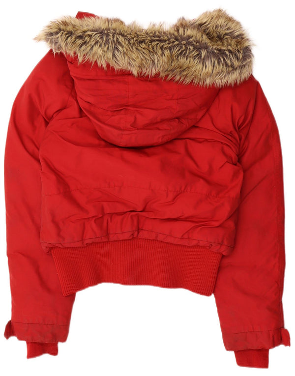 Giacca imbottita con cappuccio da donna Woolrich UK 14 nylon rosso medio