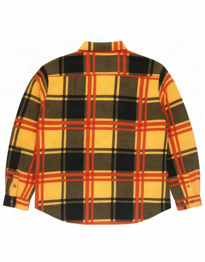 Camicia in pile vintage da uomo grande scozzese multicolore