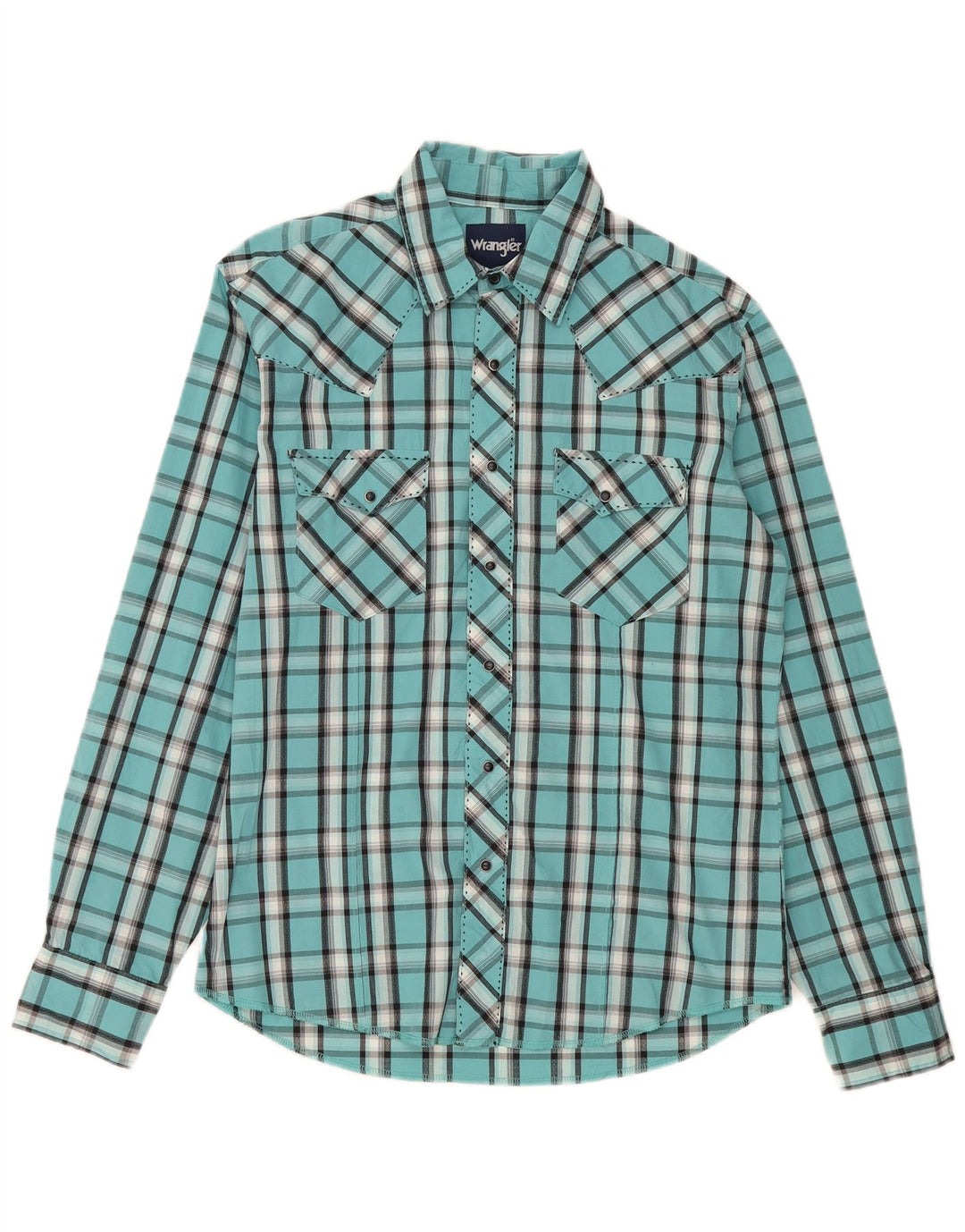 Camicia da uomo Wrangler in cotone a quadri turchese medio