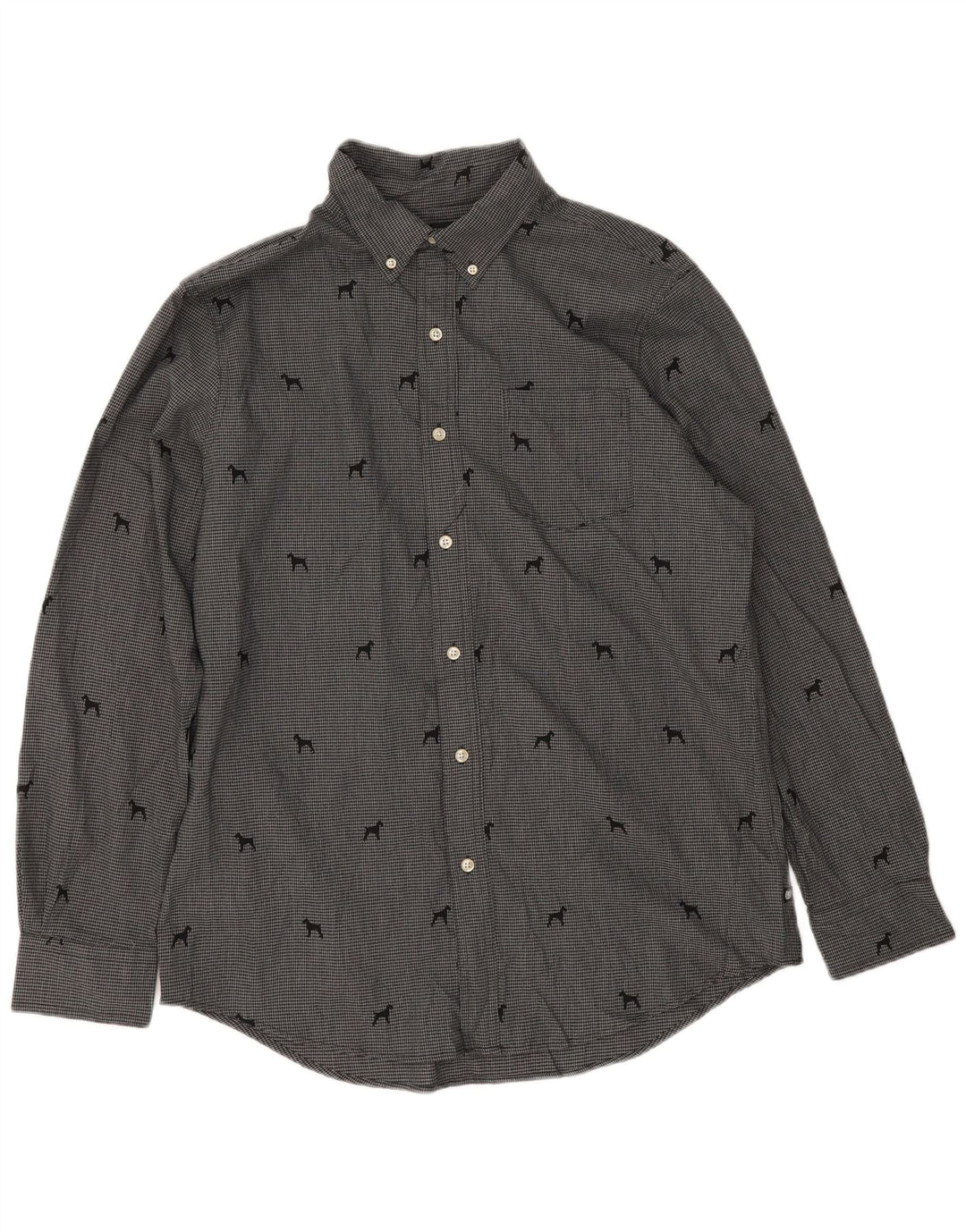 Camicia da uomo Chaps in cotone pied de poule grigio medio