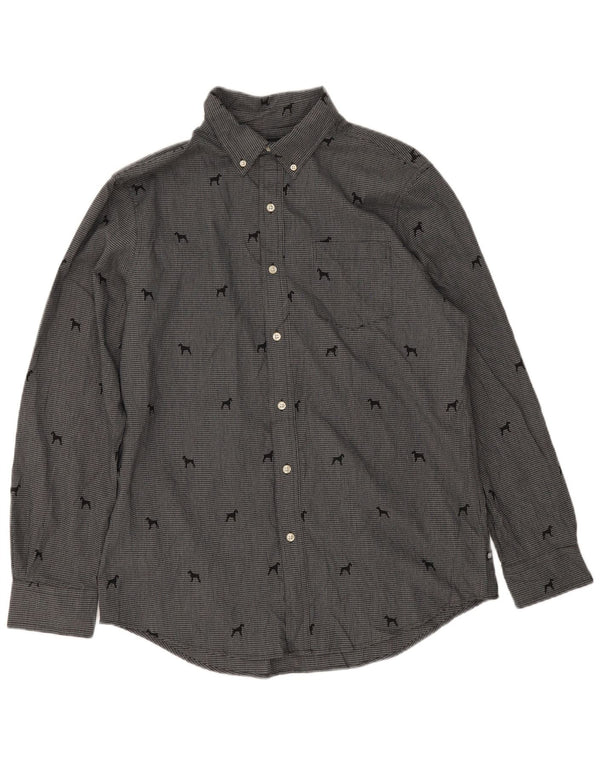 Camicia da uomo Chaps in cotone pied de poule grigio medio