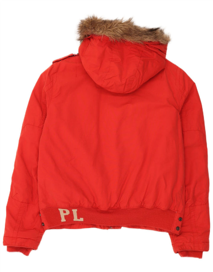 Giacca imbottita con cappuccio da uomo Playlife UK 40 grande cotone rosso