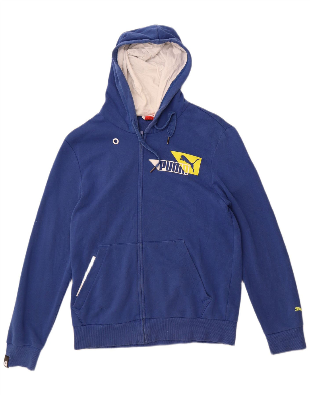 Felpa con cappuccio e zip grafica da uomo Puma piccola in cotone blu