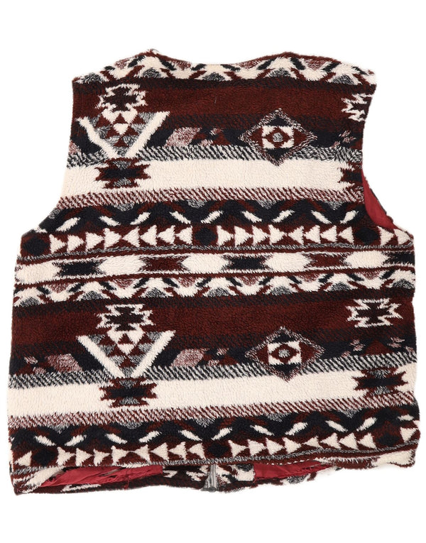 Gilet Sherpa da donna vintage UK 14 grande azteco geometrico multicolore