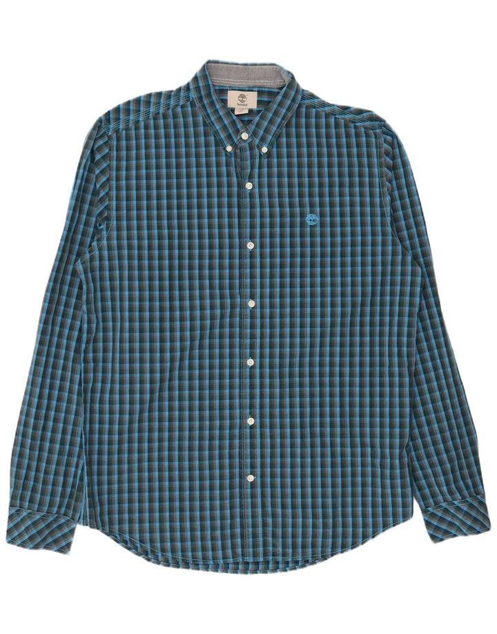TIMBERLAND Camicia slim fit da uomo in cotone a quadri blu grandi