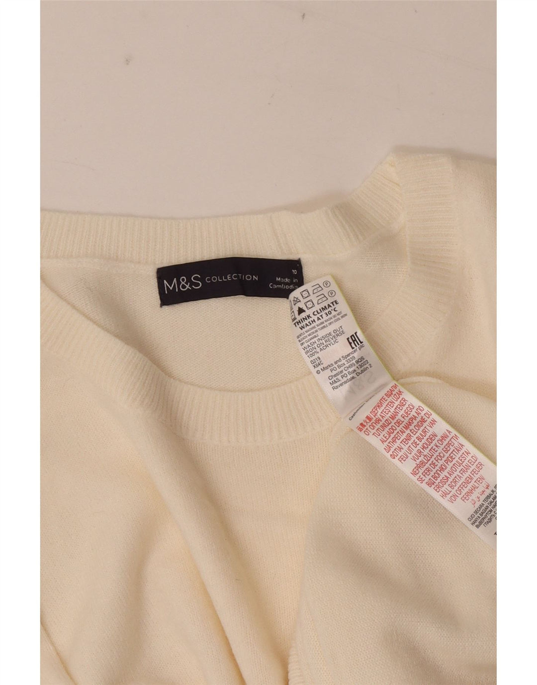 Maglione maglione con scollo a barca da donna Marks & Spencer UK 10 piccolo bianco sporco
