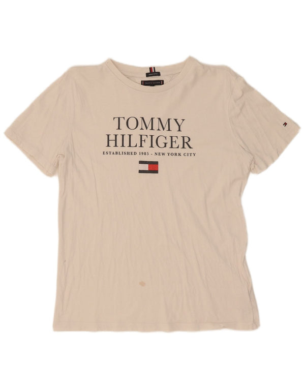 T-shirt grafica per ragazzi Tommy Hilfiger Top 15-16 anni in cotone bianco