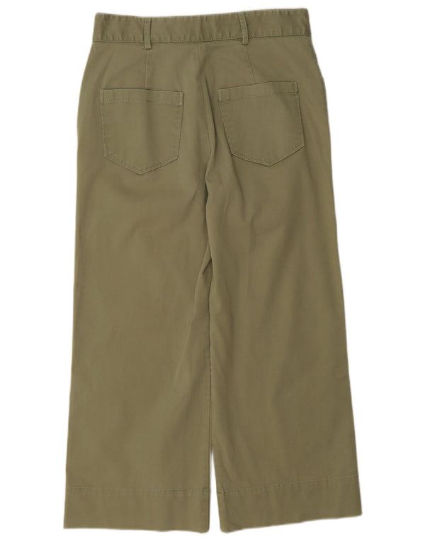 Pantaloni corti a gamba larga a vita alta da donna Zara piccoli W26 L23 cotone kaki