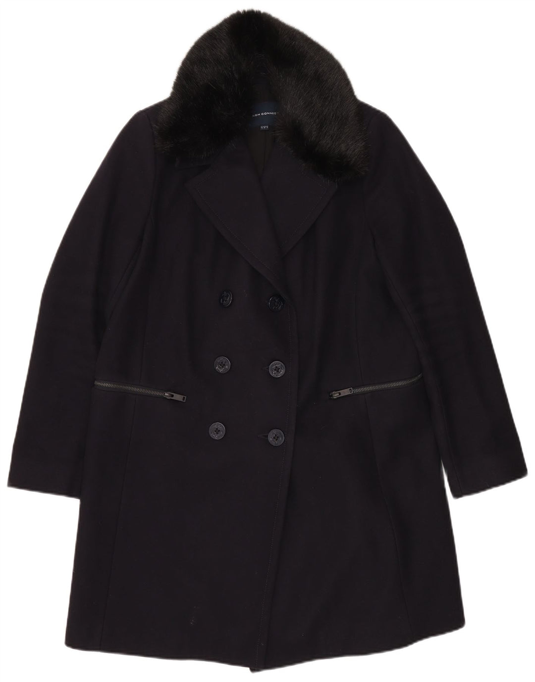 Cappotto da donna French Connection UK 12 Medio Lana vergine blu navy