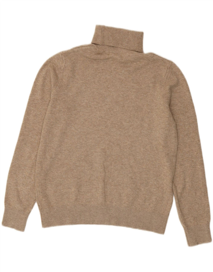 Maglione maglione a collo alto da donna Marks & Spencer UK 10 piccolo poliestere beige