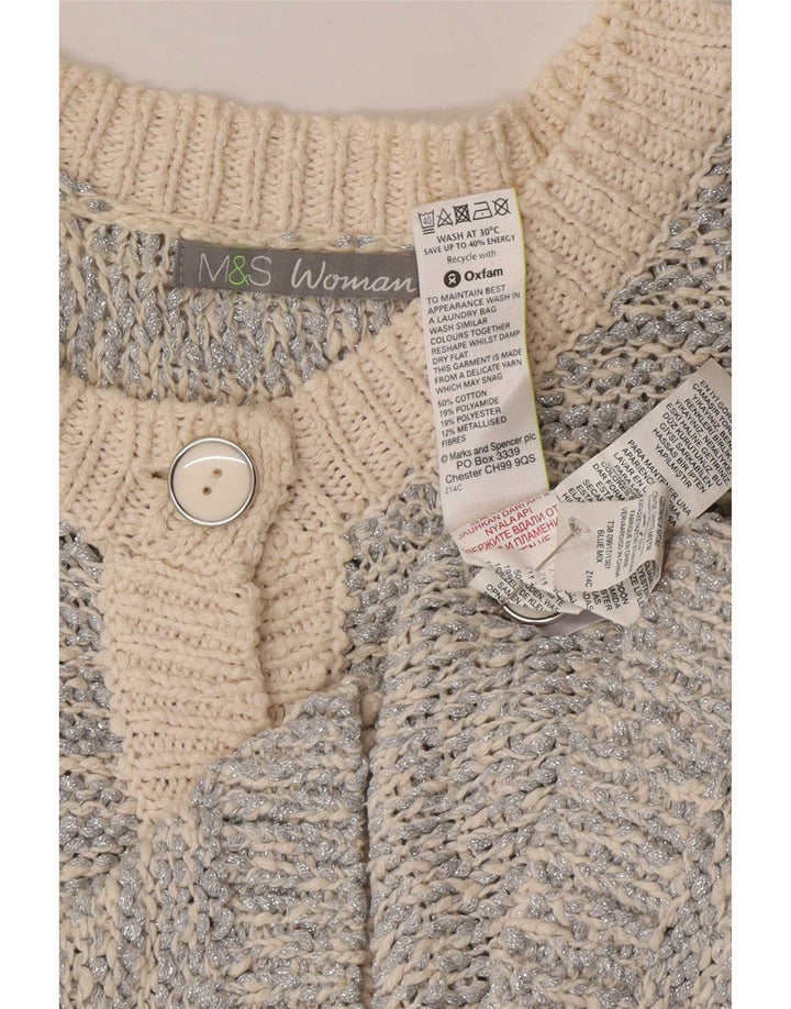 Maglione cardigan da donna Marks & Spencer UK 12 medio argento chiazzato