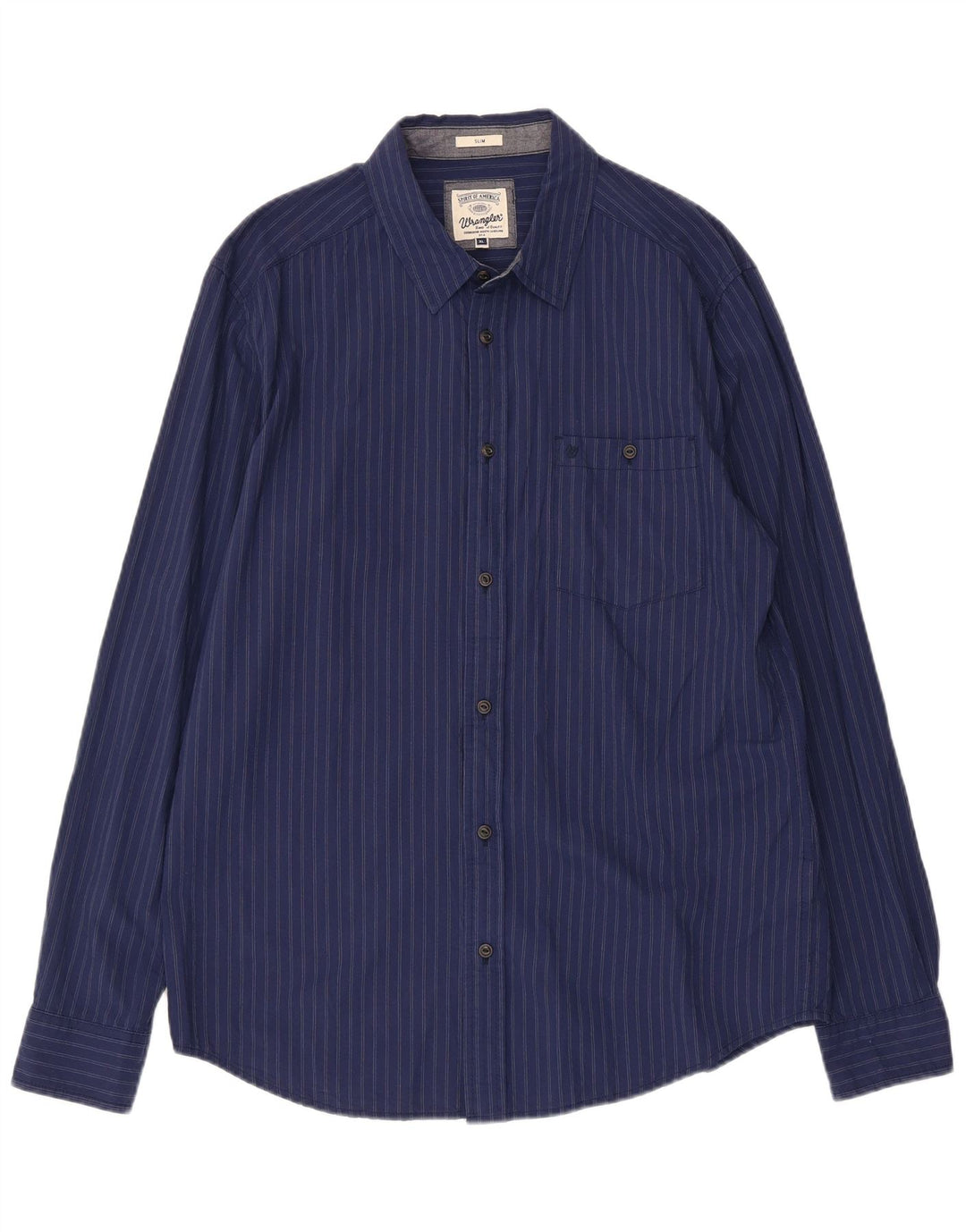 Camicia slim da uomo Wrangler XL in cotone a righe blu navy