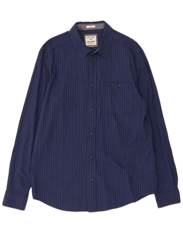 Camicia slim da uomo Wrangler XL in cotone a righe blu navy